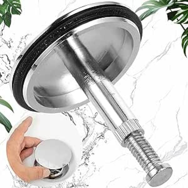 Badekaravløpsplugg 43mm - Stamdiameter 8mm Deksel, Justerbar høyde for baderomsvask, kjøkken, solid messingplugg_yu