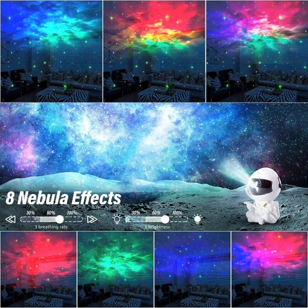 Stjerneprojektor Galaxy Night Light Astronaut Space Projector Starry Nebula Ceiling LED-lampe til soveværelse Hjemmedekoration børnegave Black Stars