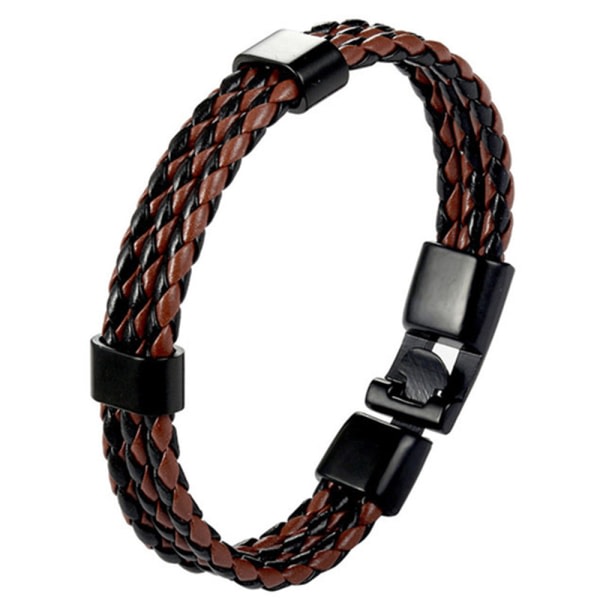 TG Unisex PU-Lær Flettet Stilig Armbånd Brun