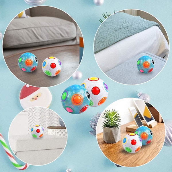 2st Rainbow Magic Ball Cube Magic Rainbow Ball Fidget Sensory Ball Brain Teasers Spil Fidget Toys