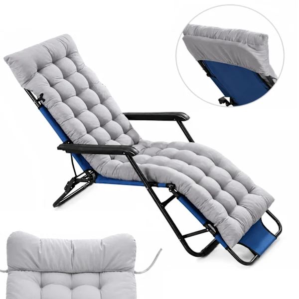 Chaiselonghynde Quiltet Polyesterpolstring Med Bindestropper Til Have Balkon Terrasse Tyngdekraftsstole 170 x 50 cm