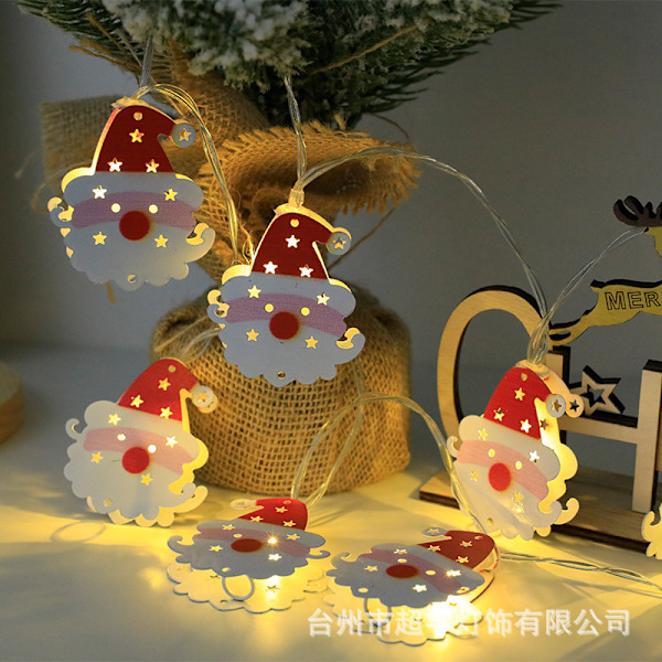 LED julelysstreng smedejern julemand snemand hjorte juletræ jule strømpe dekoration lys jul 【Warm Light】Christmas Mix and Match 2AA battery model - 1.5m 10 lights