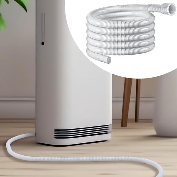 Flexibel dräneringsslang för luftkonditionering och avfuktare, kapbart PE-kondensavloppsrör med klämma, knickresistent, vit, 16 mm/25 mm adapter