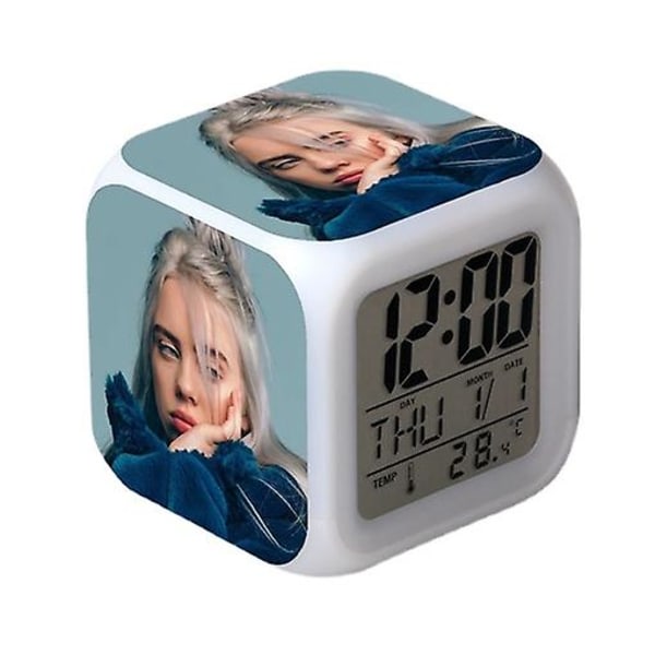 Billie Eilish väckarklocka Färgglad färgväxlande väckarklocka
