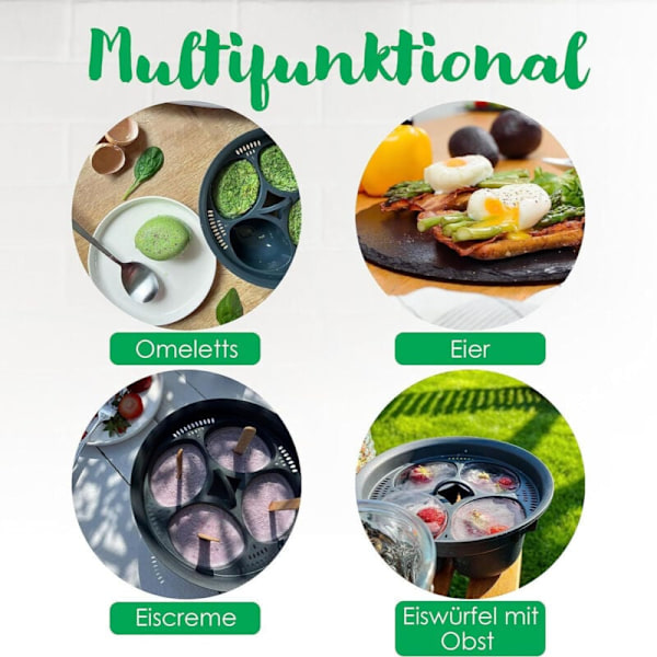 4-in-1 Monitoiminen Höyrytyskori, Munamuotit, Höyrystin, Munankeitinlisävaruste Thermomixille 1 kpl, DEBUNS