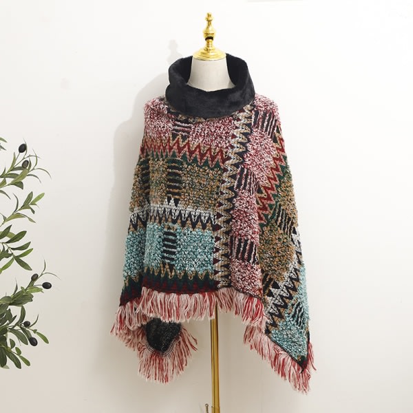 Vinter National Style Sjal Bohemian Stickad Sjal Hög Hals Scarf