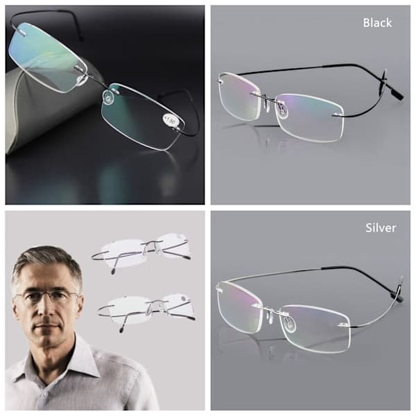 Læsebriller Brillestel Titanium SORT STYRKE-350 sort Styrke-350 sort Strength-350 black