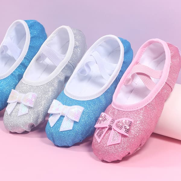 Balletsko til piger med glitter og delt sål, blå Blue_yux Blue 32