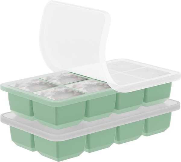 2-pack stora isbitsformar med lock, 2-tums silikonisbitsform för whisky, bourboncocktails, enkel frigöring, mintgrön