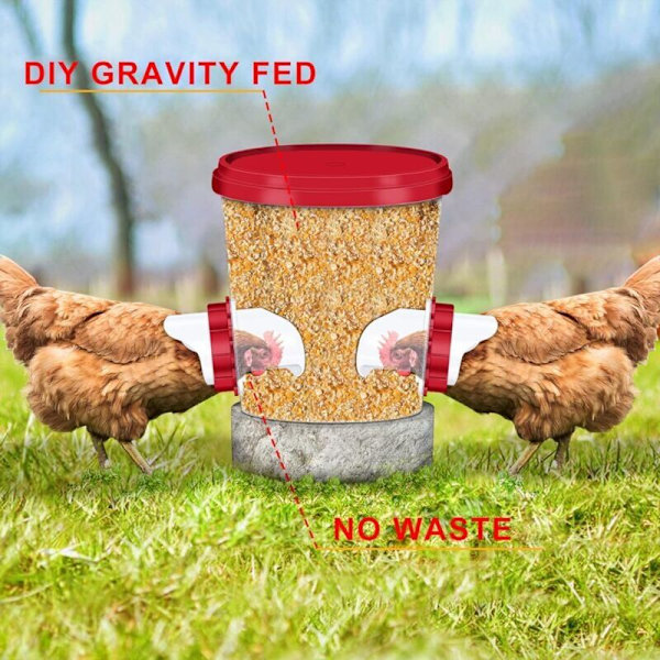 Kycklingmatare, Automatisk kycklingmatare, 4 Port DIY Gravitationsmatare Kit för Hinkar Tunnor Lådor..DEBUNS