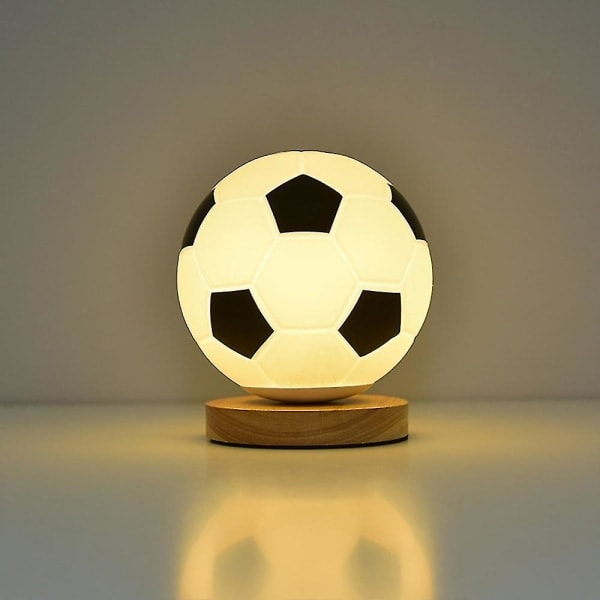 Fodbold 3D LED Natlampe 3D Illusion LED Lampe VM Fodbold Legetøj Til Drenge Piger Voksne Sportsfans Sort Hvid Træramme