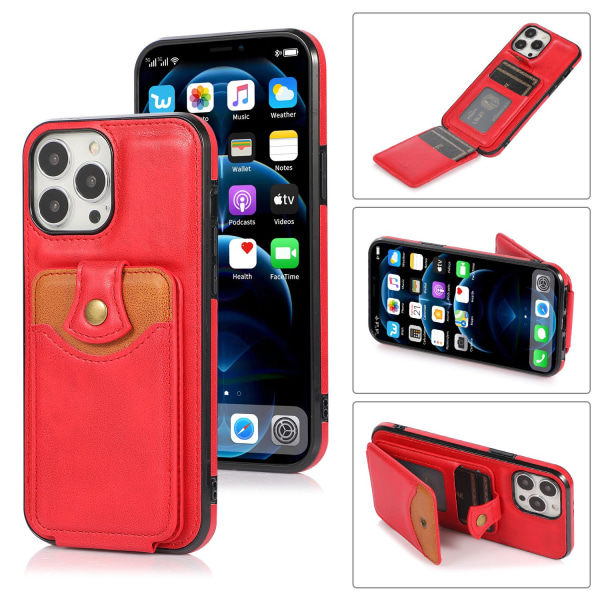TG iPhone 14 Pro - Praktiskt och Snyggt Skal med Korthållare Svart