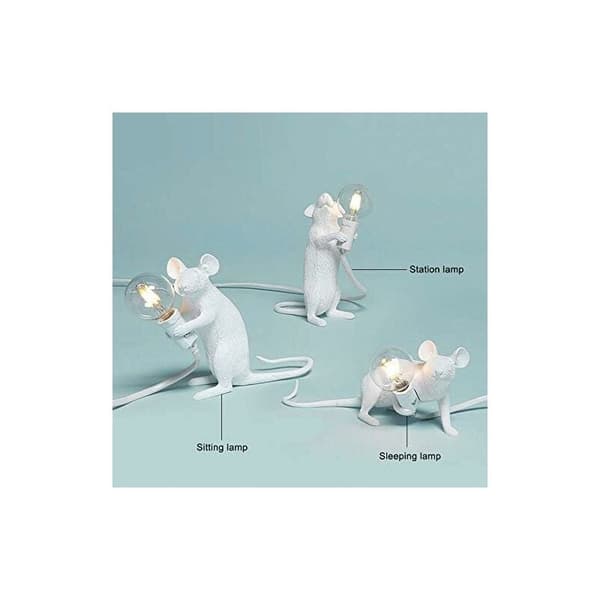 Bordlampe Museformet Resin Skrivebordslampe Sengelampe Lys Hjem Soveværelse Indretning E12 Base
