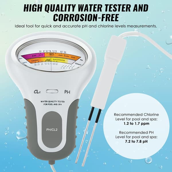 Two-in-one Chlorine pH Meter Pool Tester Handheld CL2 Level Meter Test Spa Water Quality Analysis Monitoring Analyzer
