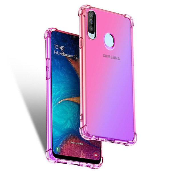 TG Samsung Galaxy A20S - Floveme Silikonskal Blå/Rosa