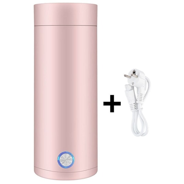 1 x Mini Reisekoker, 400 ml Liten Rustfri Stålkoker, Rosa, 3-i-1 Elektrisk Kopp, Egnet for Te, Melk og Kaffe