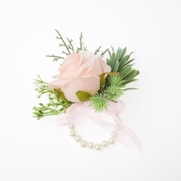 6 stk. Brudgom Bryllups Corsage Håndledsblomster, Håndledsblomster Hvid Grøn