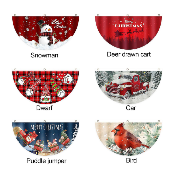 2 stk. Julefane Flag Banner God Jul Hængende Flag Dekoration Til Hjem Have Vindue Gang Ornament Nytår Dværg