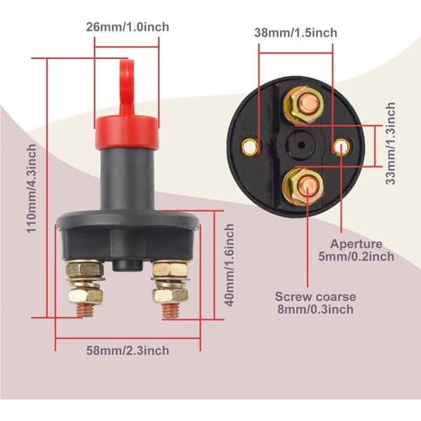 12V Batteri Afbryder Isolator Hovedbatteri Afbryder Kill Switch med Nøgler 300A Batteri Afbryder til Båd Bil Lastbil
