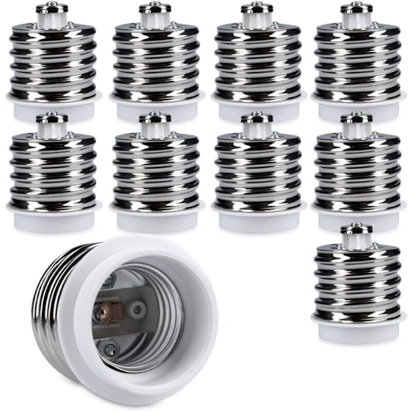 10x Sokkeladapter - 10x E40 til E27 Sokkelkonverter - E27 Base Lampeholderadapter for LED Halogenpære