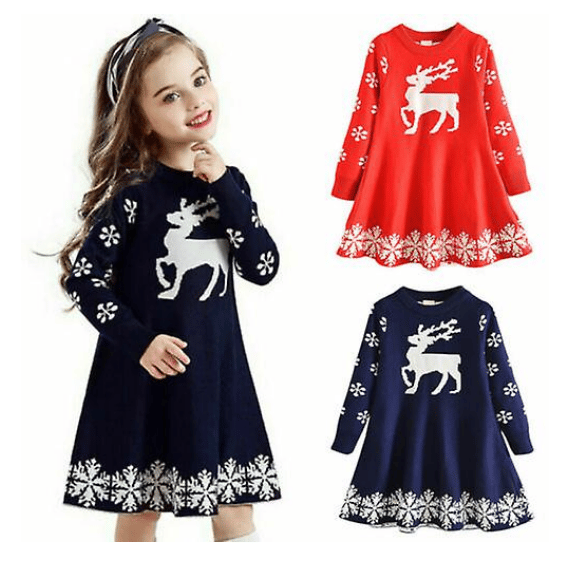 Piger Julekjoler Casual Strikket Langærmet red_yu red 130cm