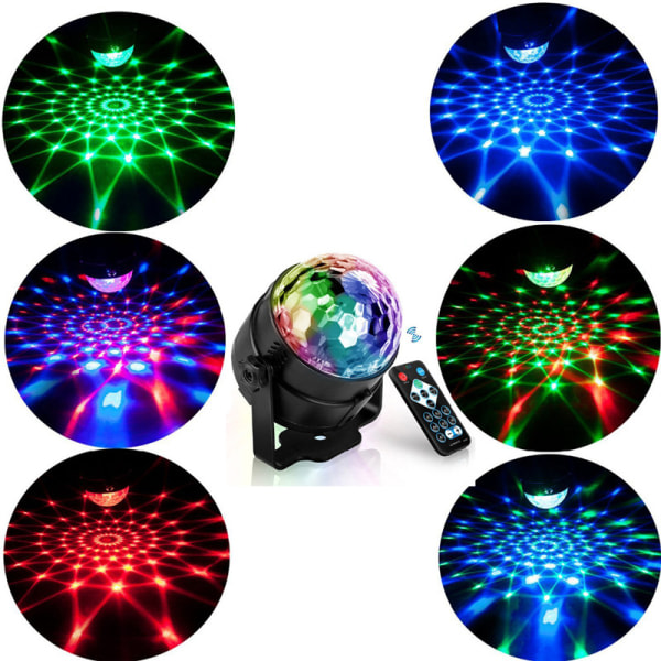 Discokula LED-festlampa med 7 f?rger RGBP 1.2m USB-kabel og fj?rrkontroll f?r fest jul barn