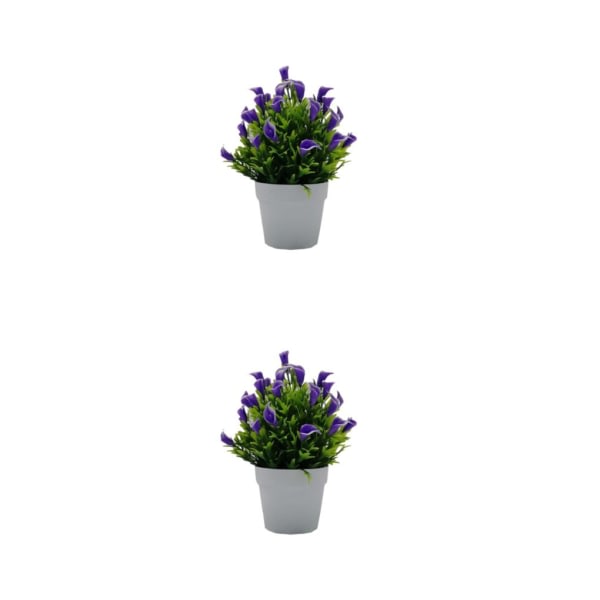 1/2 konstgjorda växter Bonsai inomhus eller utomhus faux blommor och lila 2PCS