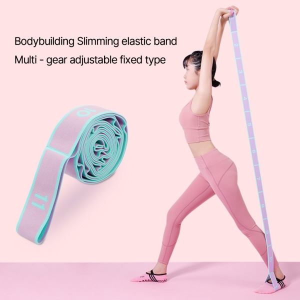 Yogarem Elastiskt Stretchband med 9 Öglor för Fysioterapi Fitness Stretchhjälp på Ben Arm Baksida Lila