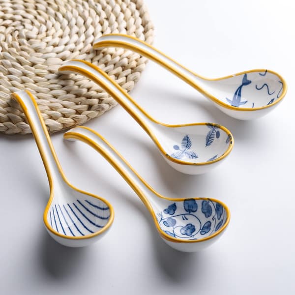 Keramiska soppskedar Set med 4 japanska soppskedar i porslin_yux