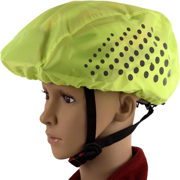 Reflekterande cykelhjälmsöverdrag Vattentätt regnskydd med justerbar dragsko, One Size, Fluorescerande grön, 2-pack