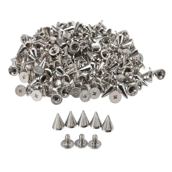 100 st koniska skruvnitdubbar i legering för läderhantverk, väskor, bälten, skor, punkkläder, silver 10 mm