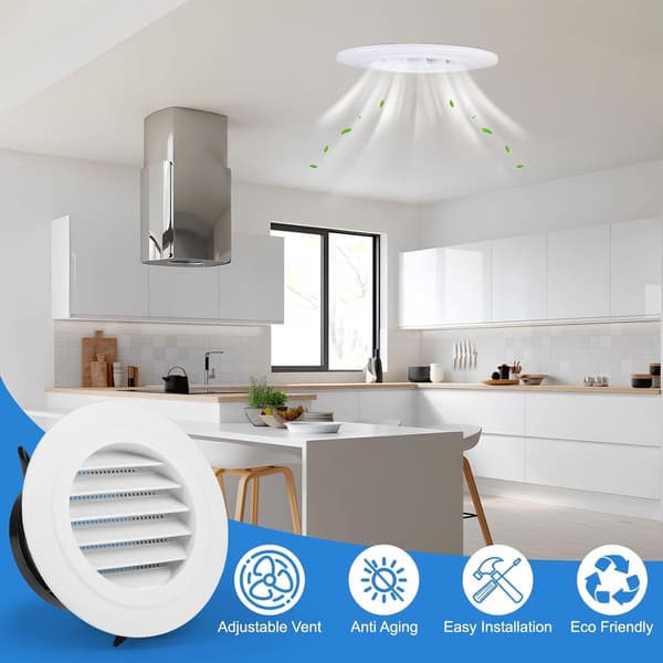 Ventilationsrist - Rund Air Blade Plastik 100 mm ABS munding til ventilator hvid_yu