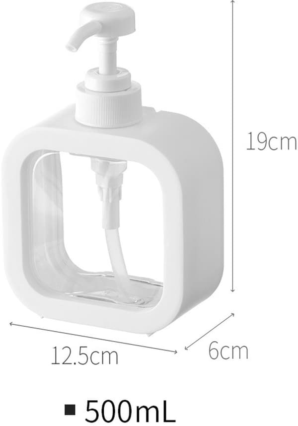 2-pack schampodispenser 500 ml påfyllningsbar pumpflaska, PET-plast tvåldispenser för schampo, balsam, duschtvål, vit