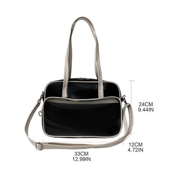 Harajuku Crossbody-veske for kvinner High School Girls JK-veske PU Messenger-veske Håndvesker med stor kapasitet Skulderveske Beige