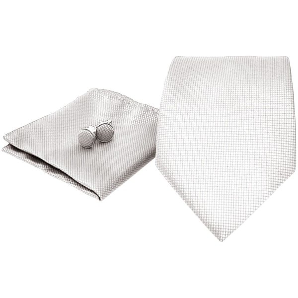 TG Kostymtillbehör | Slips + Näsduk + Manschettknappar - Vit multifärg one size
