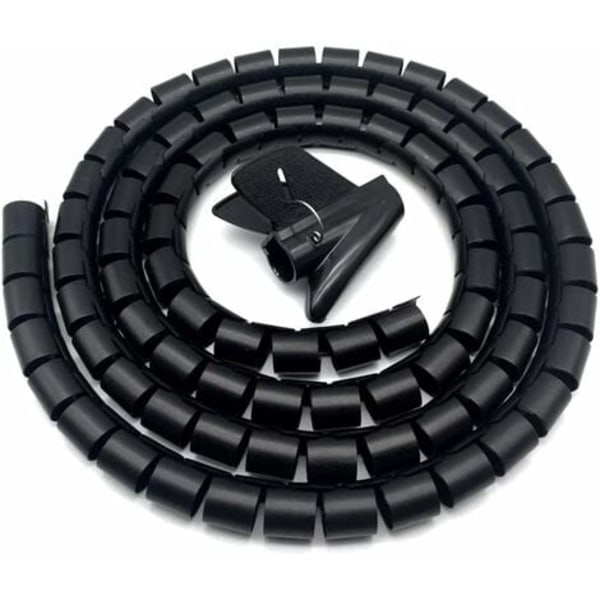 Galaxy Cover, flexibel kabel städad 1 m PE- organizer för att förvara eller gömma kablar, kabelmantel (2,2 cm), svart,