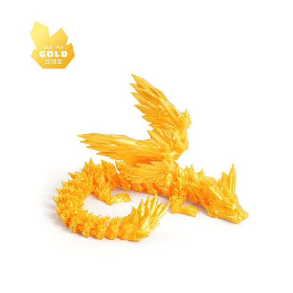 Hot salg 3D-printet krystal flyvende dragevinger, led kan bevæges, kreative drageornamenter, håndlavede gaver, legetøj 14cm High-end bright gold