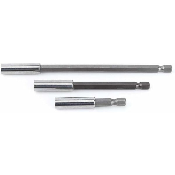 3 stk. 1/4\" Magnetisk Bitsholder Skrutrekkerforlenger Sekskantskaft 60mm 100mm 150mm Skrutrekkerbitforlenger