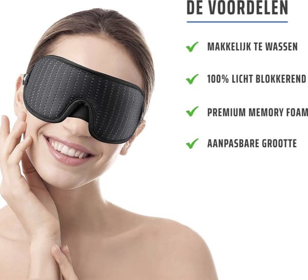Lyxig Sovmask - 3D Ergonomisk - Memory Foam - Sovmask - Ögonmask - Med Förvaringsväska