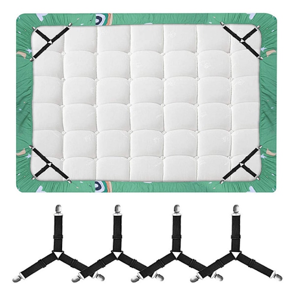 Justerbar lakenholder dyneholder duk sofa trekk laken spenne telt metall fast lakenklemme White [2 pieces] Two sides four clamps
