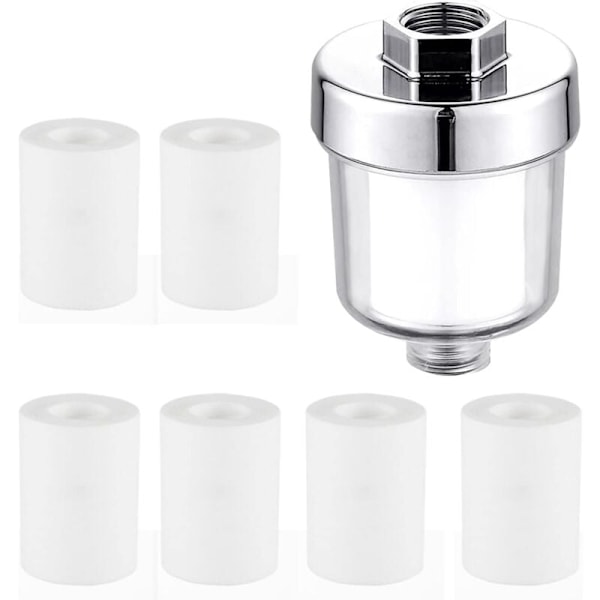 Duschfilter, duschvattenfilter, vitt duschfilter för kranar eller dusch (set om 7)