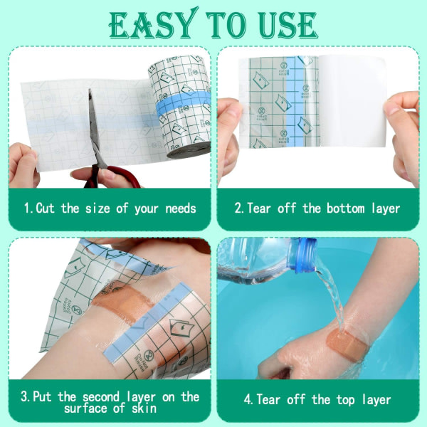Transparent Stretch självhäftande bandage Vattentätt bandage Klart självhäftande bandage Förbandstejp för tatueringar (20 cm × 5 meter)