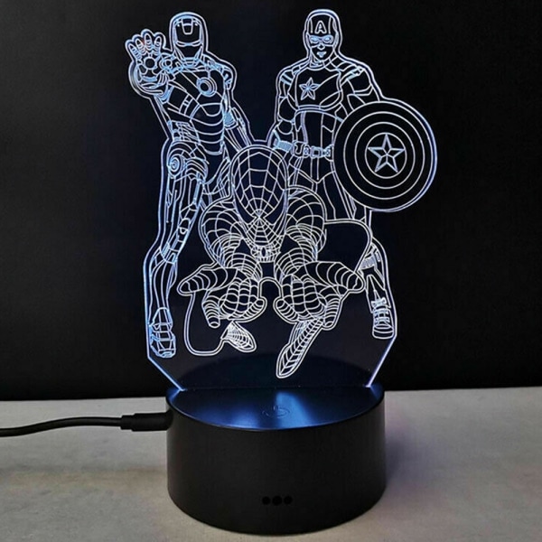 3D LED Spiderman nattlys berøringsbordlampe Marvel Kid Presenter