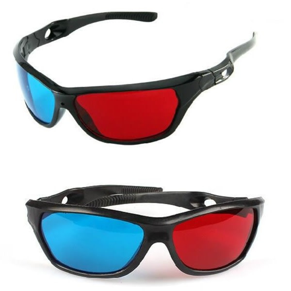 Röda och blå 3D-glasögon 3D-stereoglasögon sport svart plast f