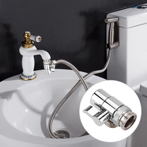 Vattenavledningsventil - Kran med luftare och hangängad adapter - för 1/2\" slanganslutning - Silver - 46*23 mm