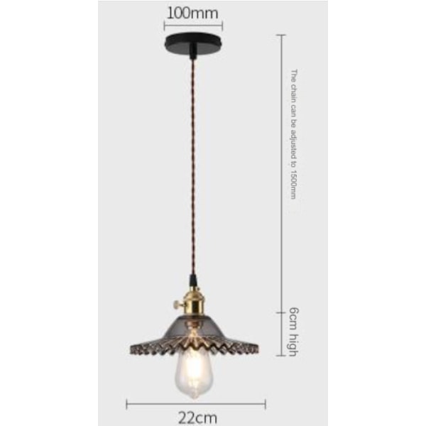 E27 Industriell Vintage Taklampe Retro Glass Taklampe Lampeskjerm (Grønn) green