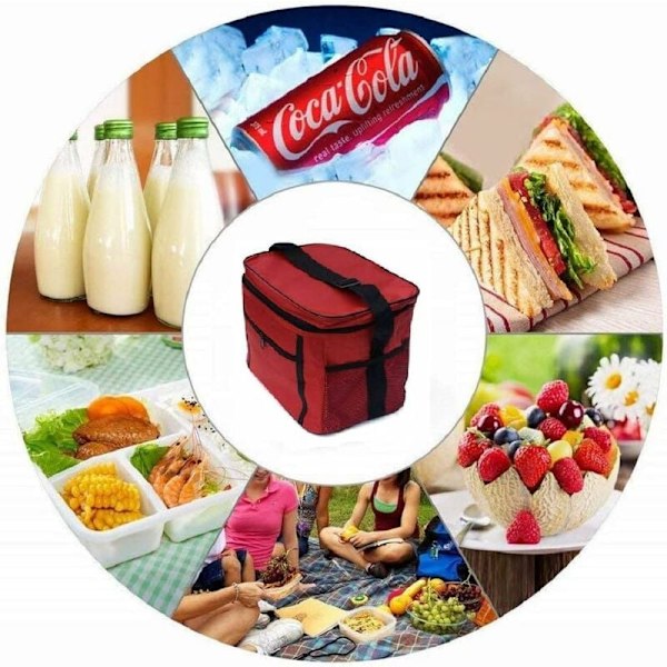 Isolerad Lunchväska, 10L Kylväska, Lunchväska för Arbete/Skola/Strand/Picknick, Röd