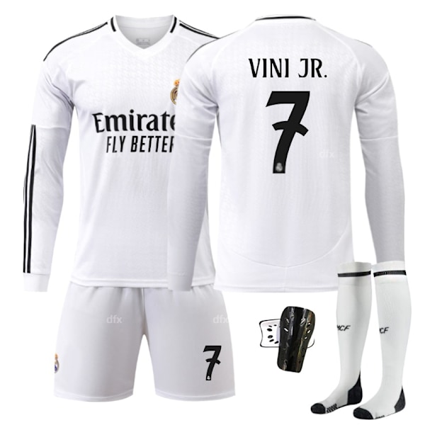 Real Madrid Barn Hemmatröja 2024-2025 Höst & Vinter Nr 7 Strumpor + Skydd S VINI JR. Nr 8 Strumpor + Skydd Nr 8 strumpor + Skydd No 8 socks + Guard S