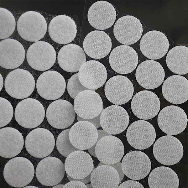 50-pak - Runde selvklæbende velcro - Vælg størrelse Hvid White 10 mm