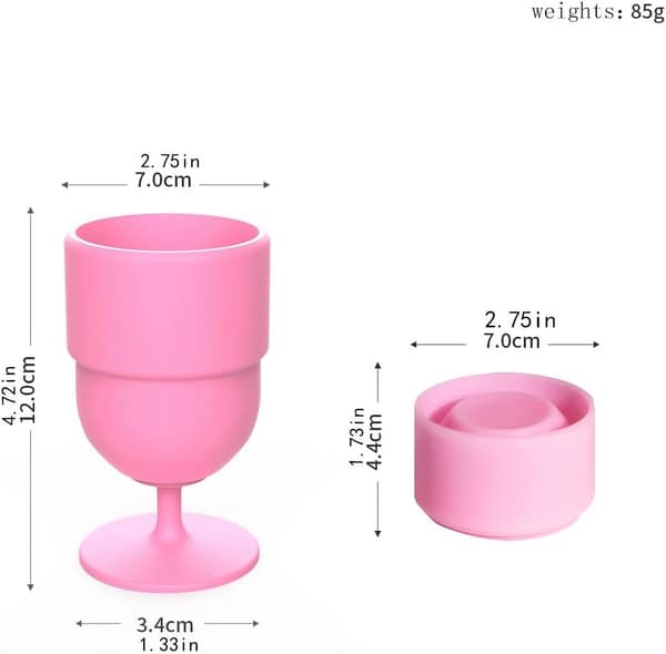 2-pack hopfällbara vinglas i silikon, bärbara okrossbara muggar för resor, picknick, inomhus- och utomhusfester, rosa